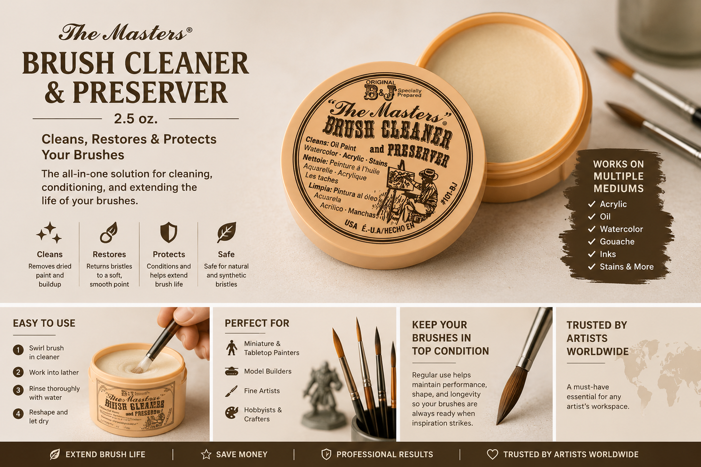 The Masters Brush Cleaner & Preserver | Artist Brush Care (2.5 oz.)