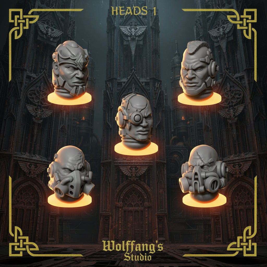 Heads #1 | Set of 5 Pieces | GreyTide Studio | 14K Prints