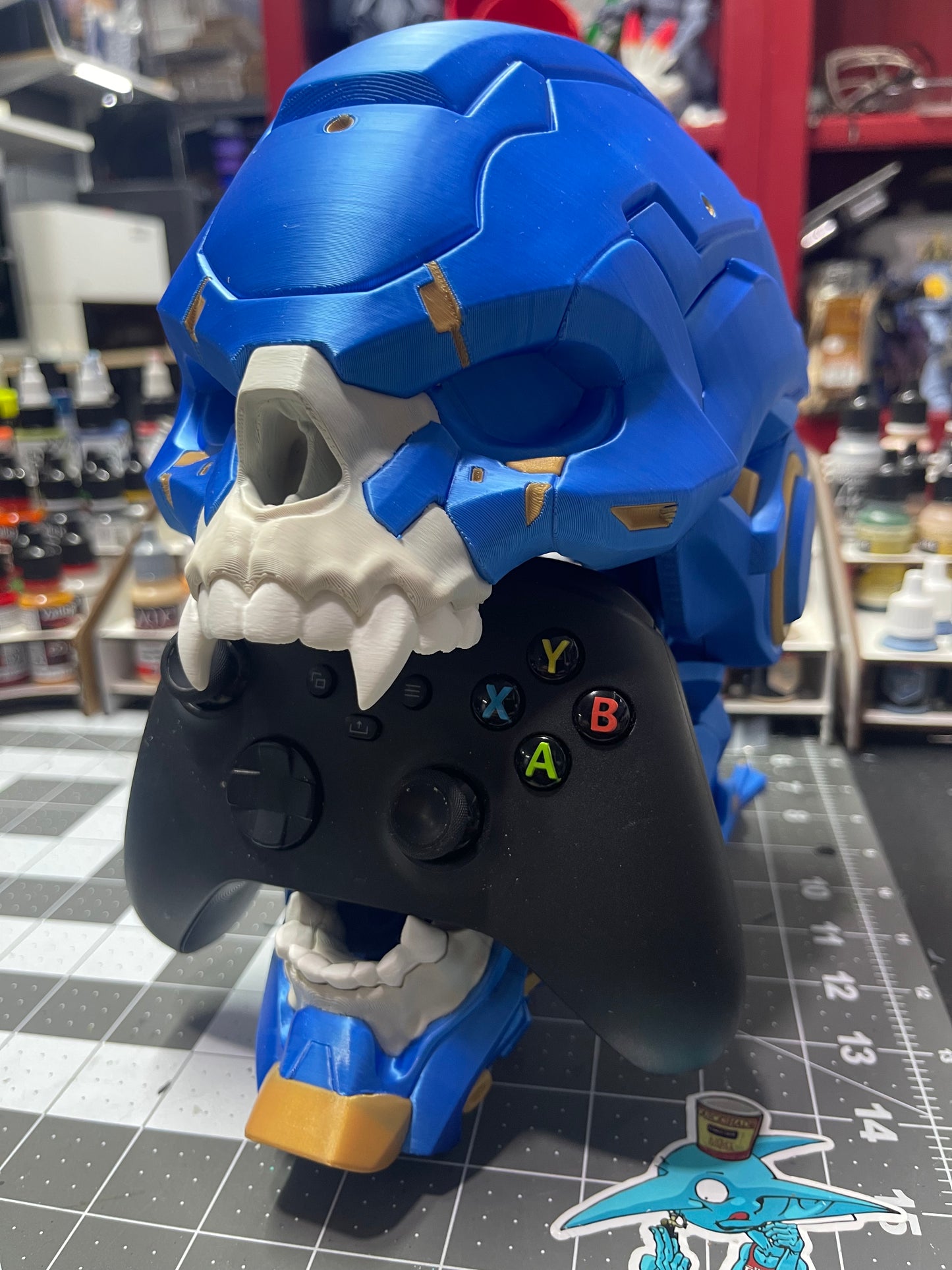 3D Printed Cyber Skull Controller Stand | Gaming Desk Organizer