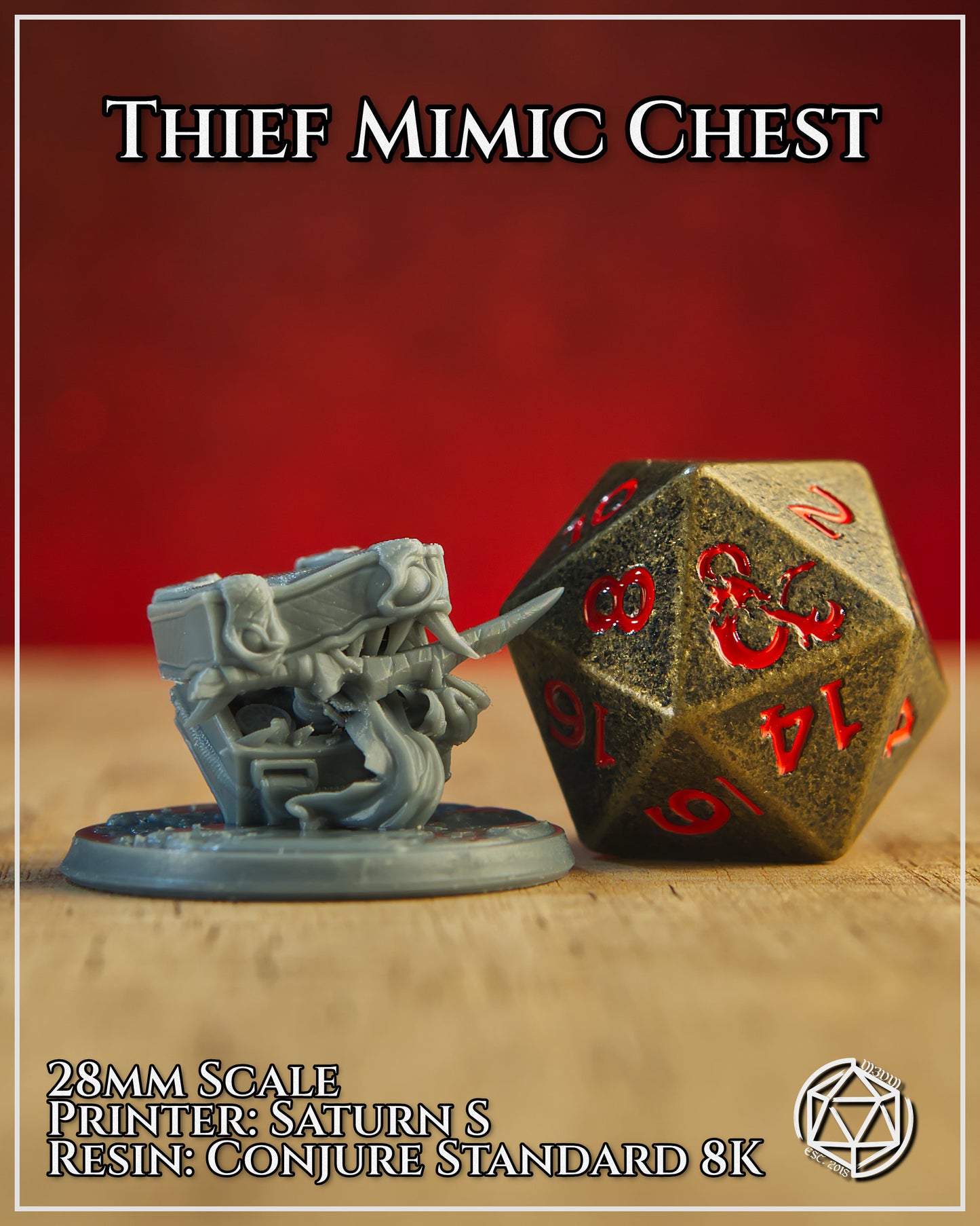 28mm Thief Mimic Chest | D&D 5e | Dungeons and Dragons | Pathfinder | Fantasy RPG Tabletop Games | Scatter Terrain | Village| Magic | Flames (Copy) (Copy)