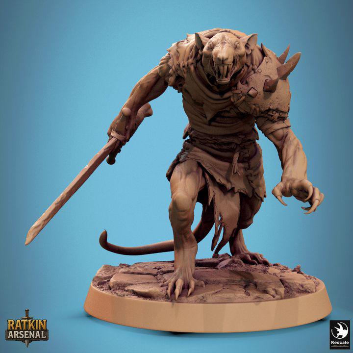 Ratfolk Soldier Pt.3 | UNPAINTED Miniature in Resin | tabletop RPGs|Dungeons and Dragons|DnD|D&D|Pathfinder | Recale Miniatures