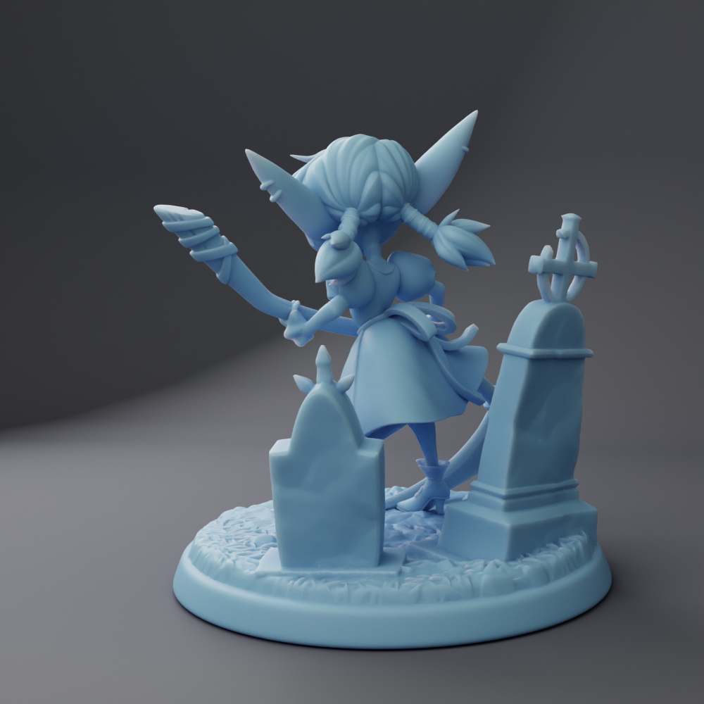 Greeble the Goblin Vampire ( Female Goblin Fighter / Dhampir Warlock with Scythe / Undead )