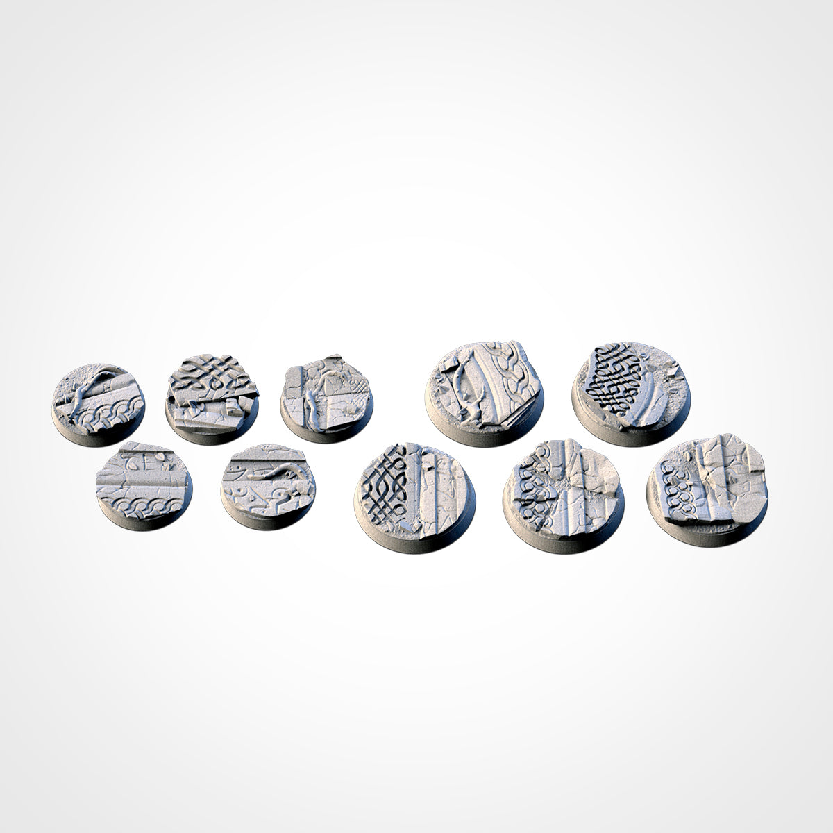 Ancestral Ruins Bases - Txarli Factory, 25mm, 28.5, 32, 40, 60, 80, 90, 100 round plus 60x35, 75x43, 90x52, 105x70, 120x92, 169x108mm oval (Copy) (Copy)