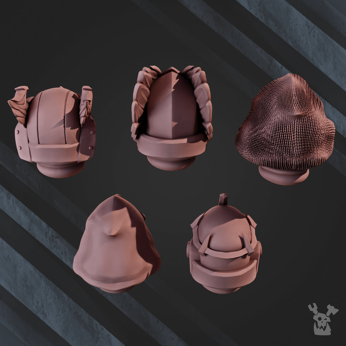 Space Crusaders "Fallen Lions" Head Bits Set x5