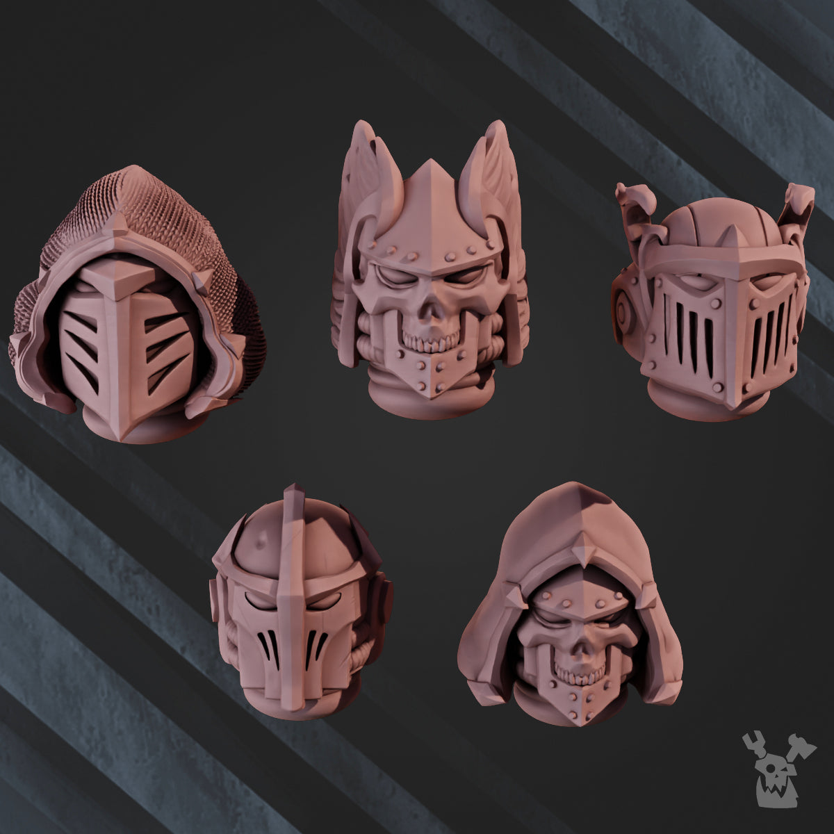 Space Crusaders "Fallen Lions" Head Bits Set x5