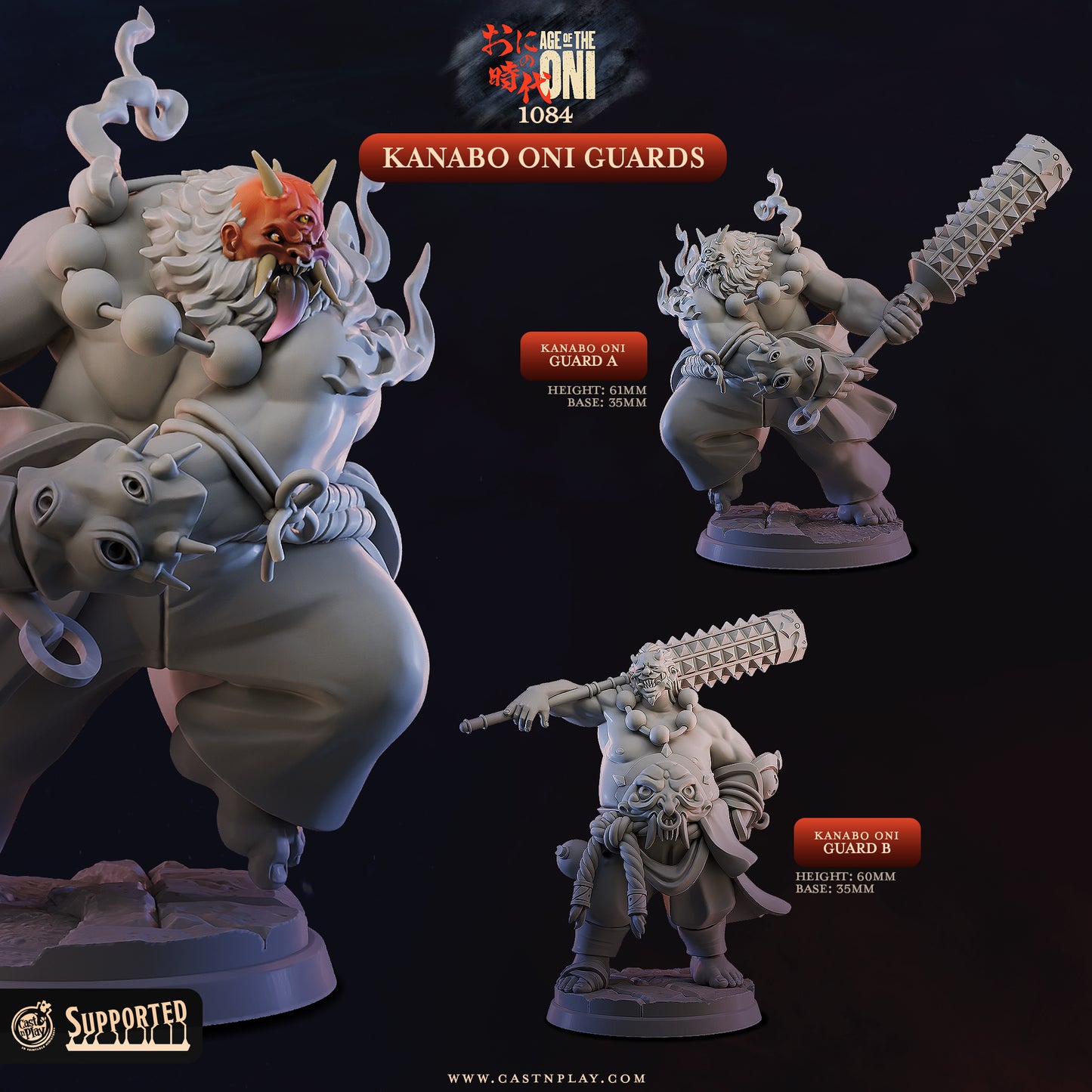 Kanabo Oni Guards | Age of the Oni | Cast n Play 35mm Base