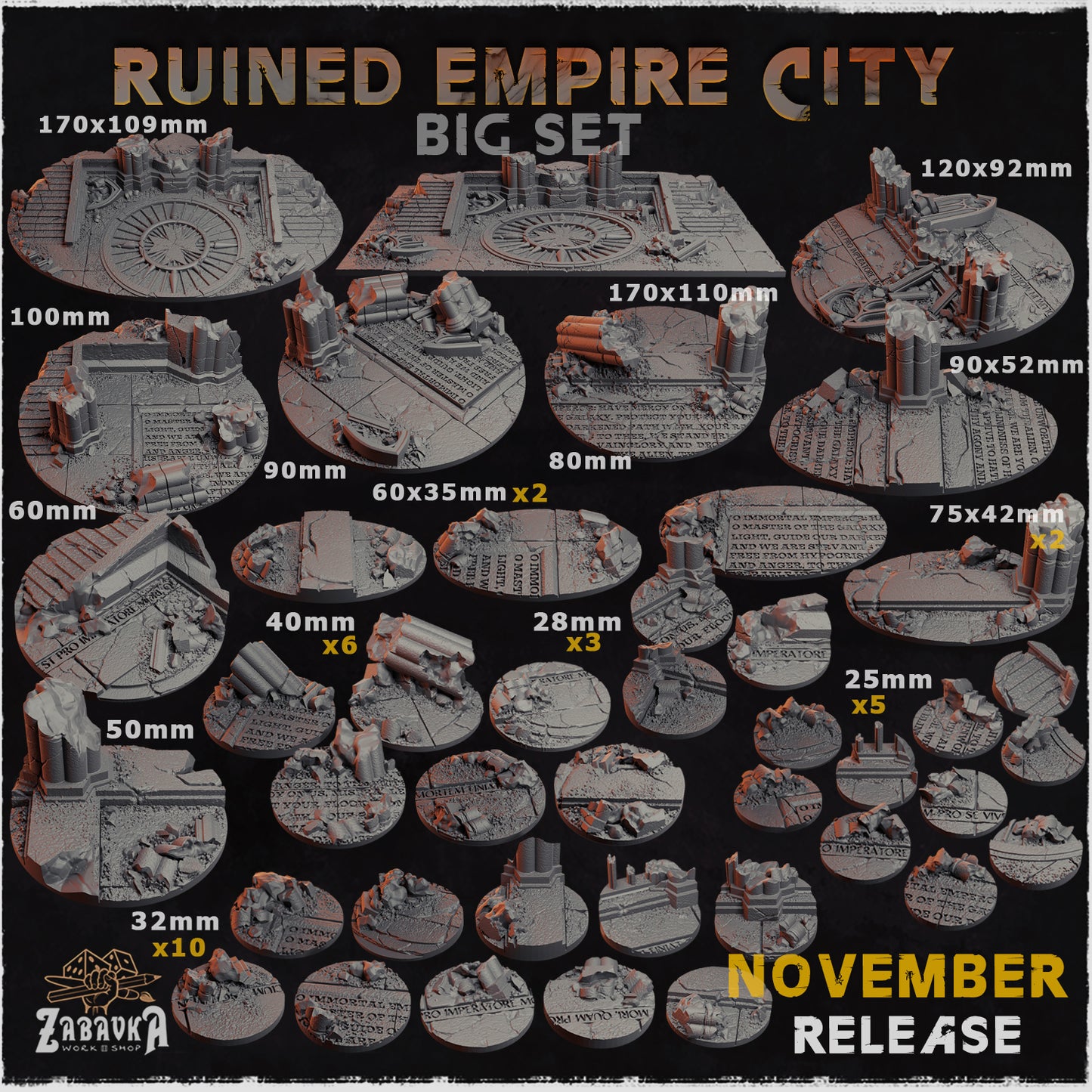 Ruined Empire - Resin Printed Wargaming Bases