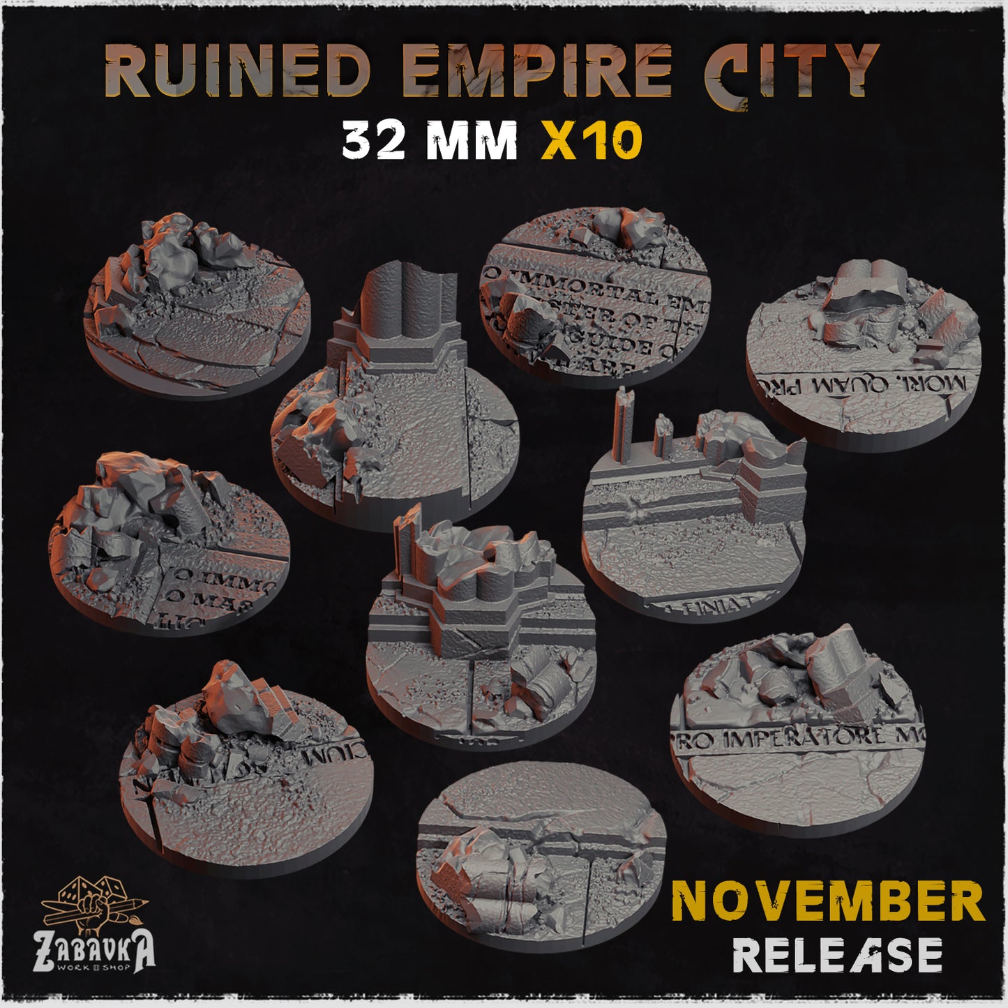 Ruined Empire - Resin Printed Wargaming Bases