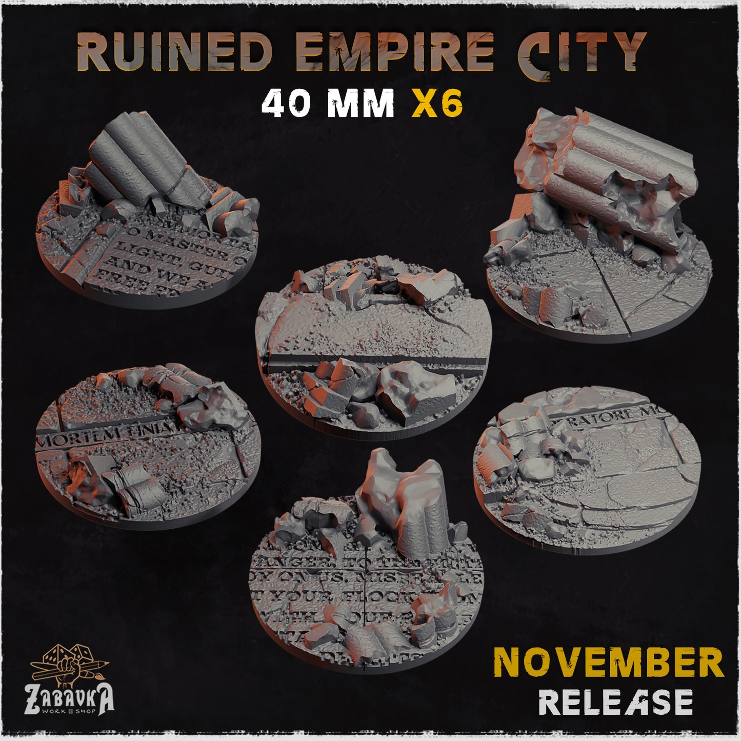 Ruined Empire - Resin Printed Wargaming Bases