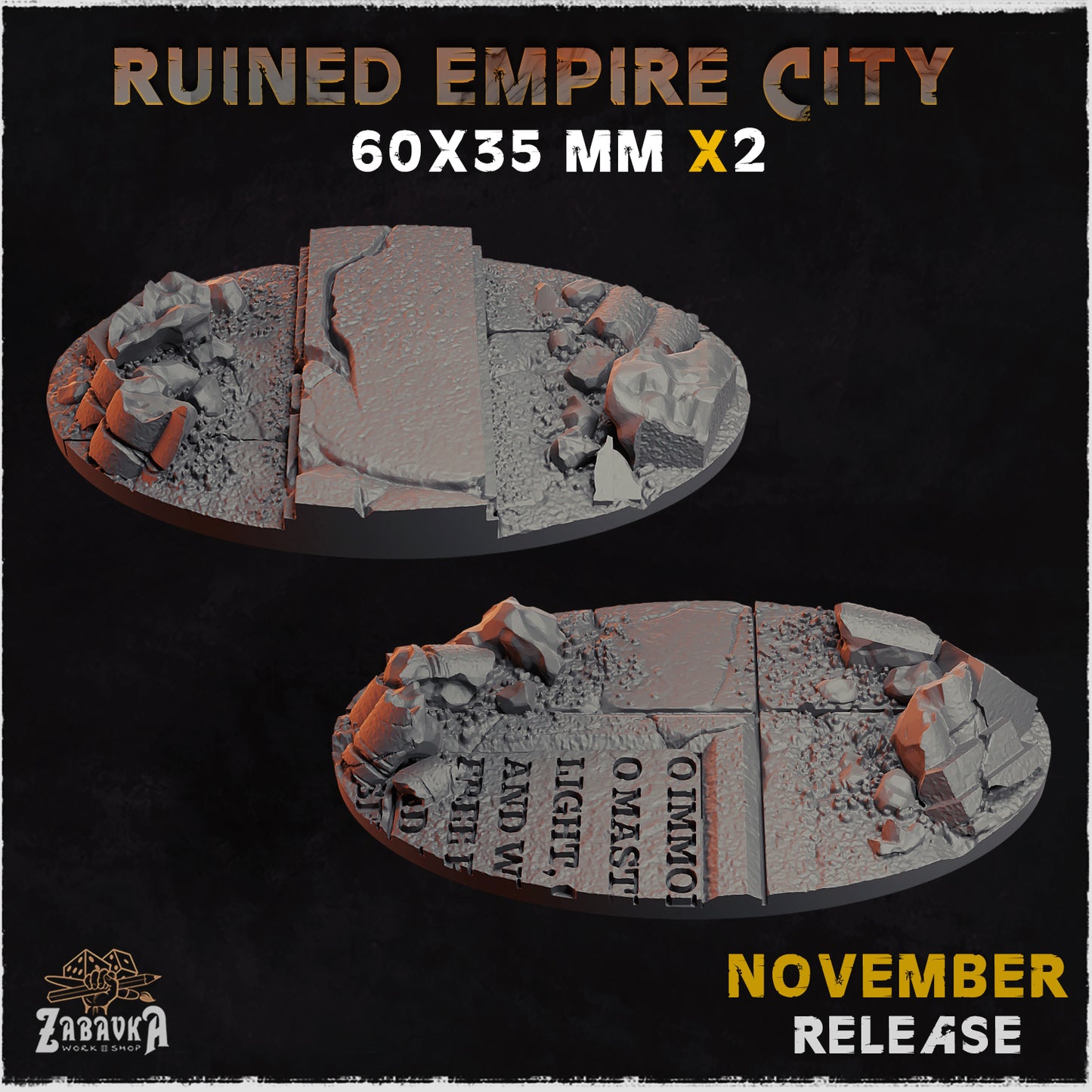 Ruined Empire - Resin Printed Wargaming Bases