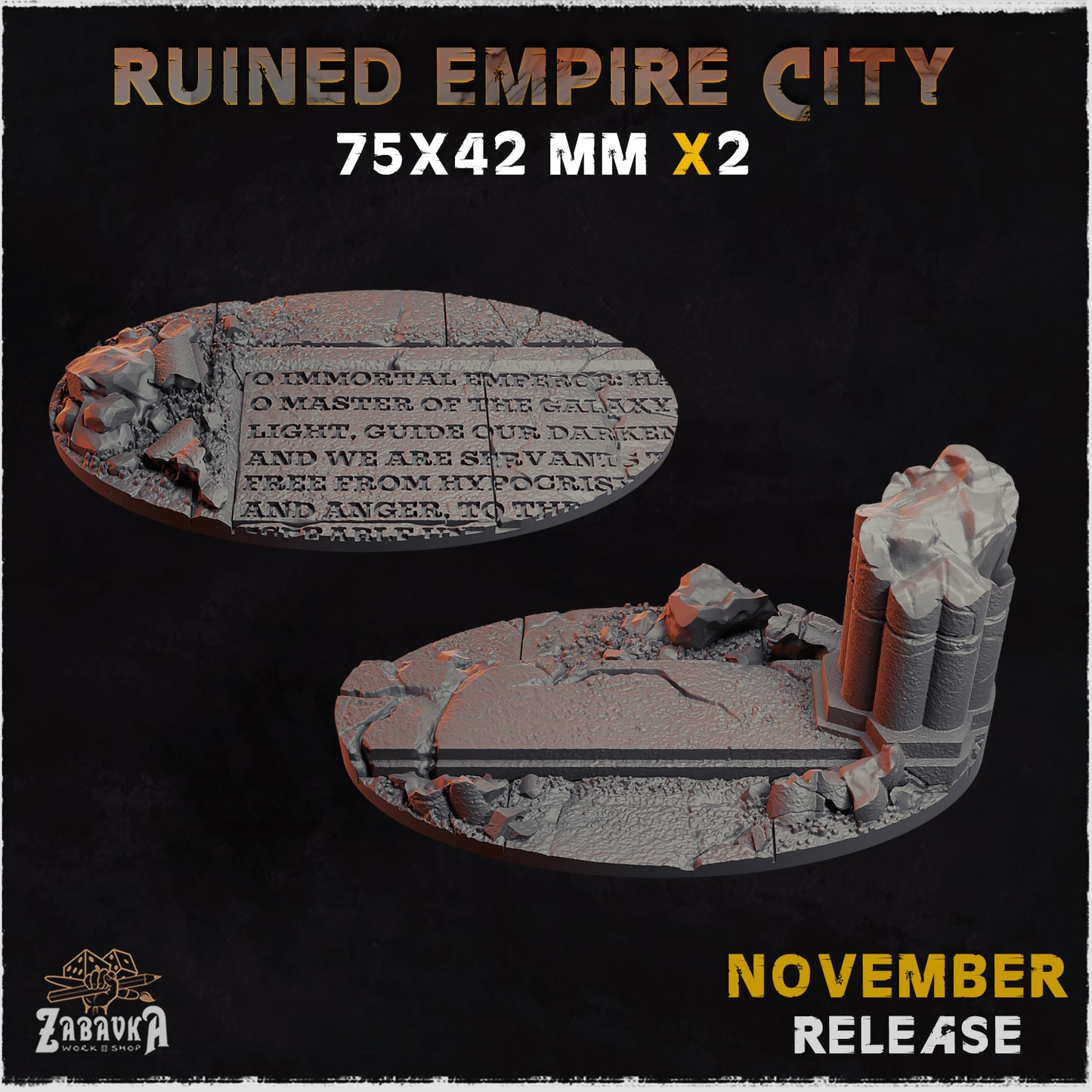 Ruined Empire - Resin Printed Wargaming Bases