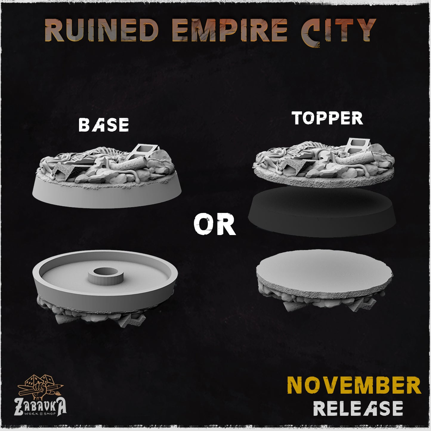 Ruined Empire - Resin Printed Wargaming Bases