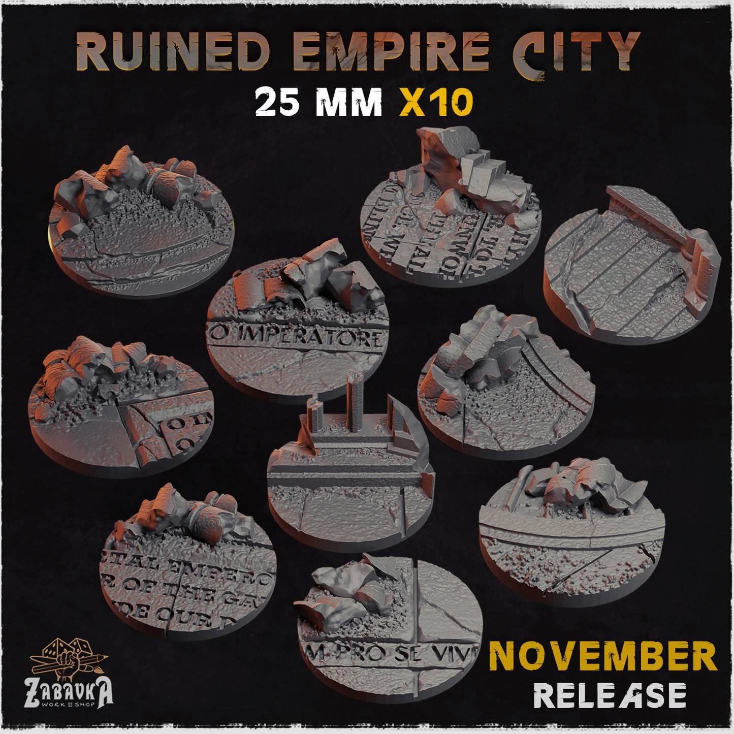 Ruined Empire - Resin Printed Wargaming Bases