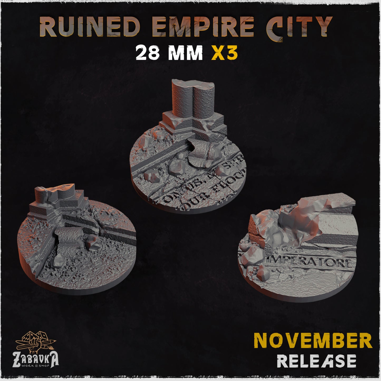 Ruined Empire - Resin Printed Wargaming Bases