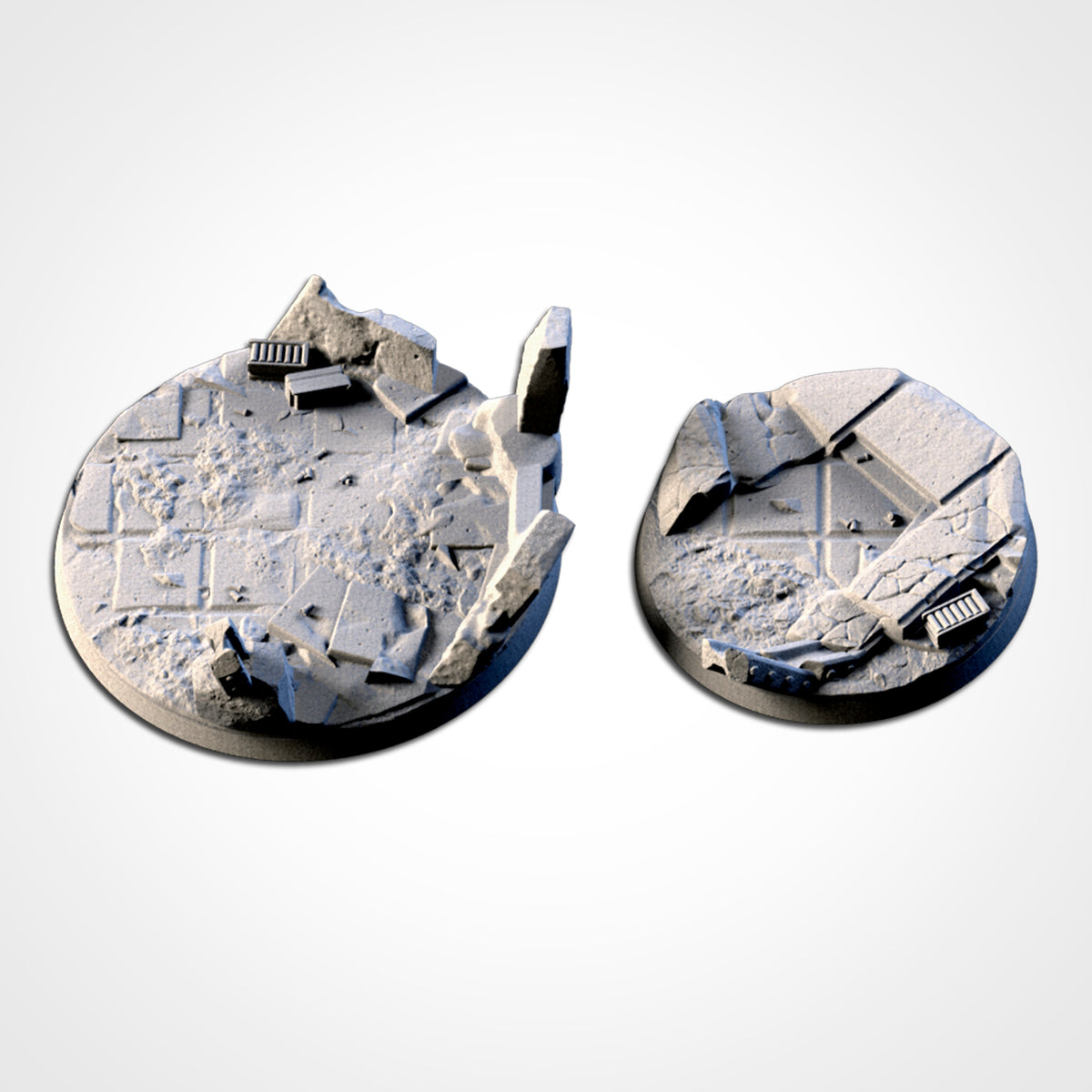 City Ruins bases - Txarli Factory, 25mm, 28.5, 32, 40, 60, 80, 90, 100 round plus 60x35, 75x43, 90x52, 105x70, 120x92, 169x108mm oval
