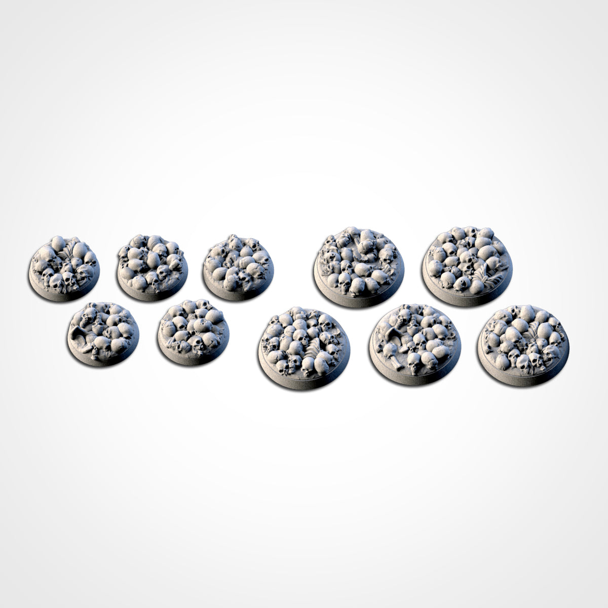 Death Skulls bases - Txarli Factory, 25mm, 28.5, 32, 40, 60, 80, 90, 100 round plus 60x35, 75x43, 90x52, 105x70, 120x92, 169x108mm oval