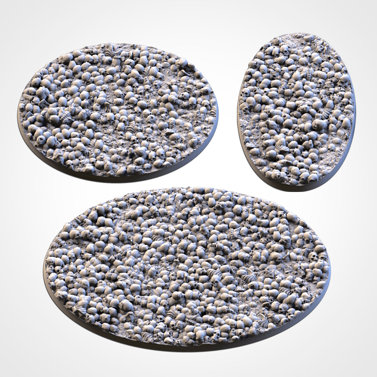 Death Skulls bases - Txarli Factory, 25mm, 28.5, 32, 40, 60, 80, 90, 100 round plus 60x35, 75x43, 90x52, 105x70, 120x92, 169x108mm oval