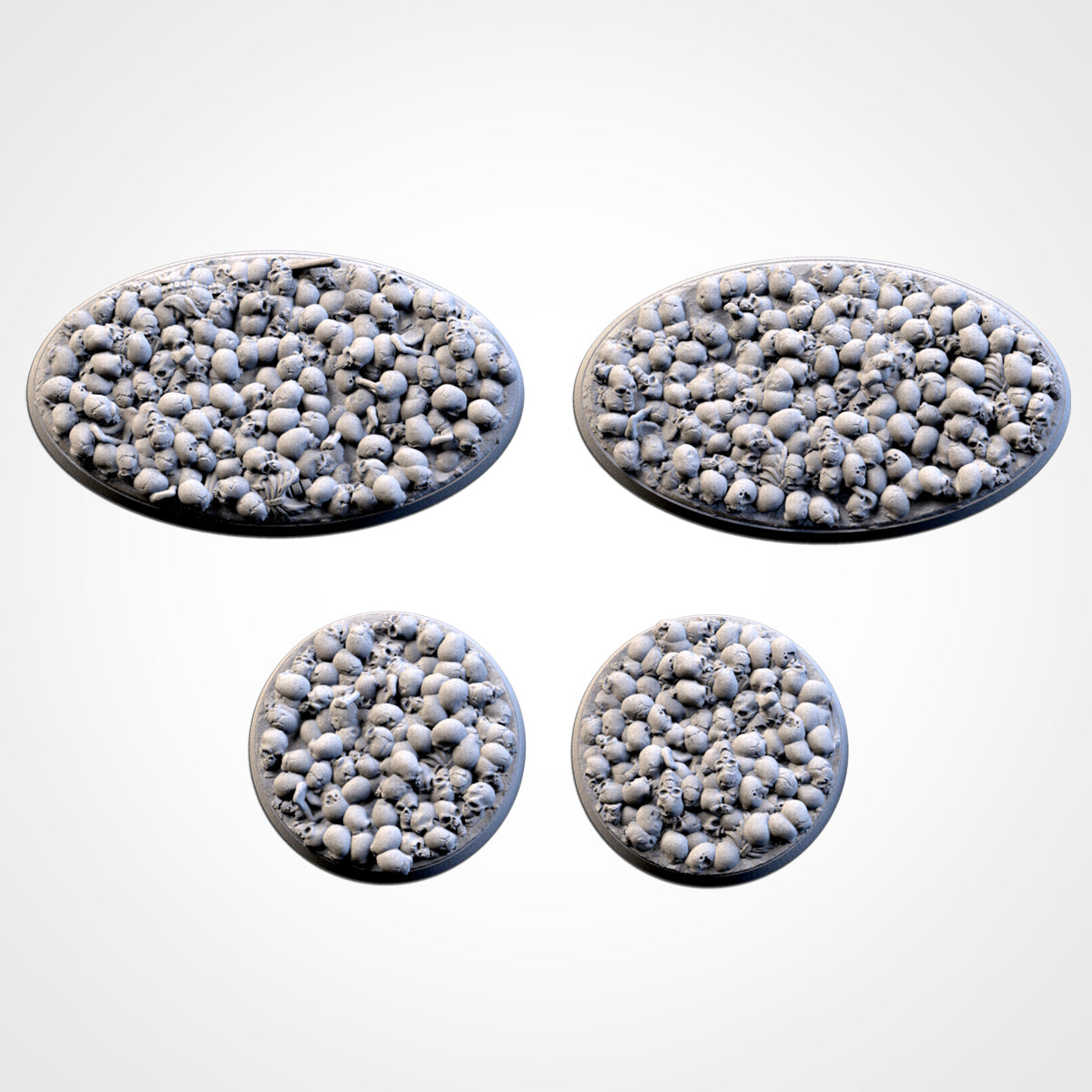 Death Skulls bases - Txarli Factory, 25mm, 28.5, 32, 40, 60, 80, 90, 100 round plus 60x35, 75x43, 90x52, 105x70, 120x92, 169x108mm oval