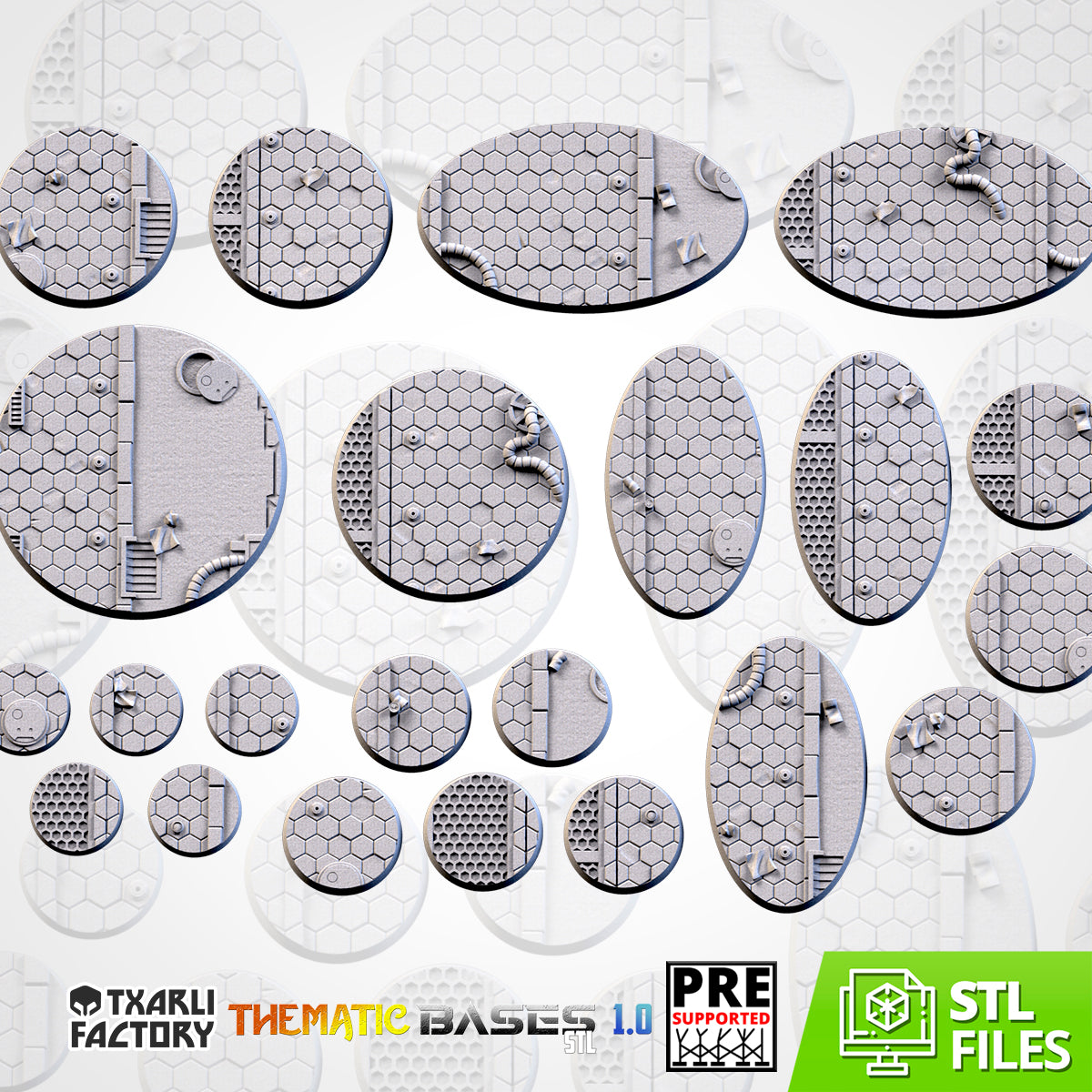 City Scifi Bases - Txarli Factory, 25mm, 28.5, 32, 40, 60, 80, 90, 100 round plus 60x35, 75x43, 90x52, 105x70, 120x92, 169x108mm oval (Copy) (Copy) (Copy)