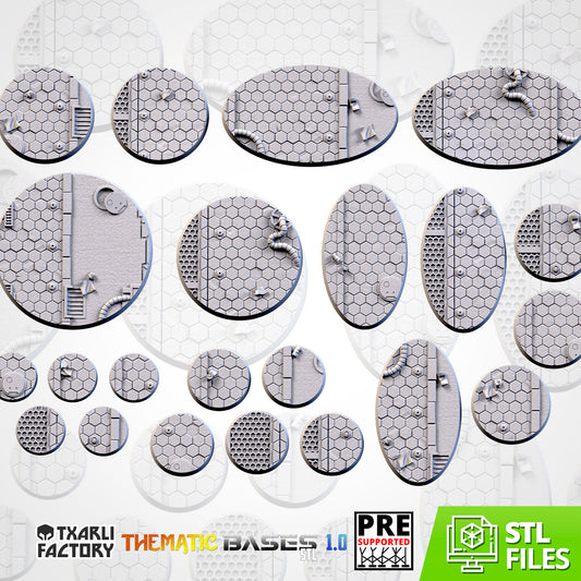 City Scifi Bases - Txarli Factory, 25mm, 28.5, 32, 40, 60, 80, 90, 100 round plus 60x35, 75x43, 90x52, 105x70, 120x92, 169x108mm oval (Copy) (Copy) (Copy)