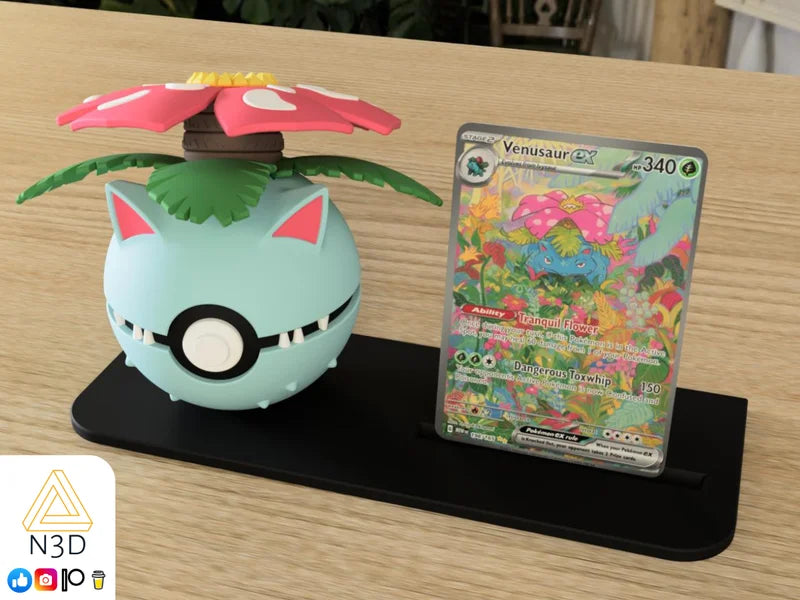 Pokemon Card & Pokeball Display Stand, TCG Card Holder, Dual Display Stand, Pokemon Collector Display, Trading Card Stand, Desk Shelf Decor