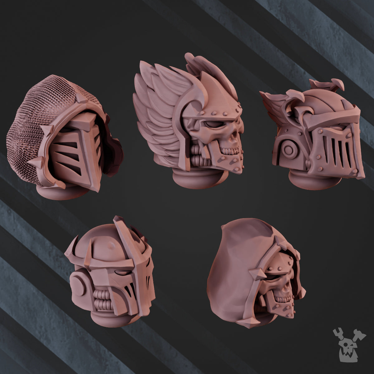 Space Crusaders "Fallen Lions" Head Bits Set x5