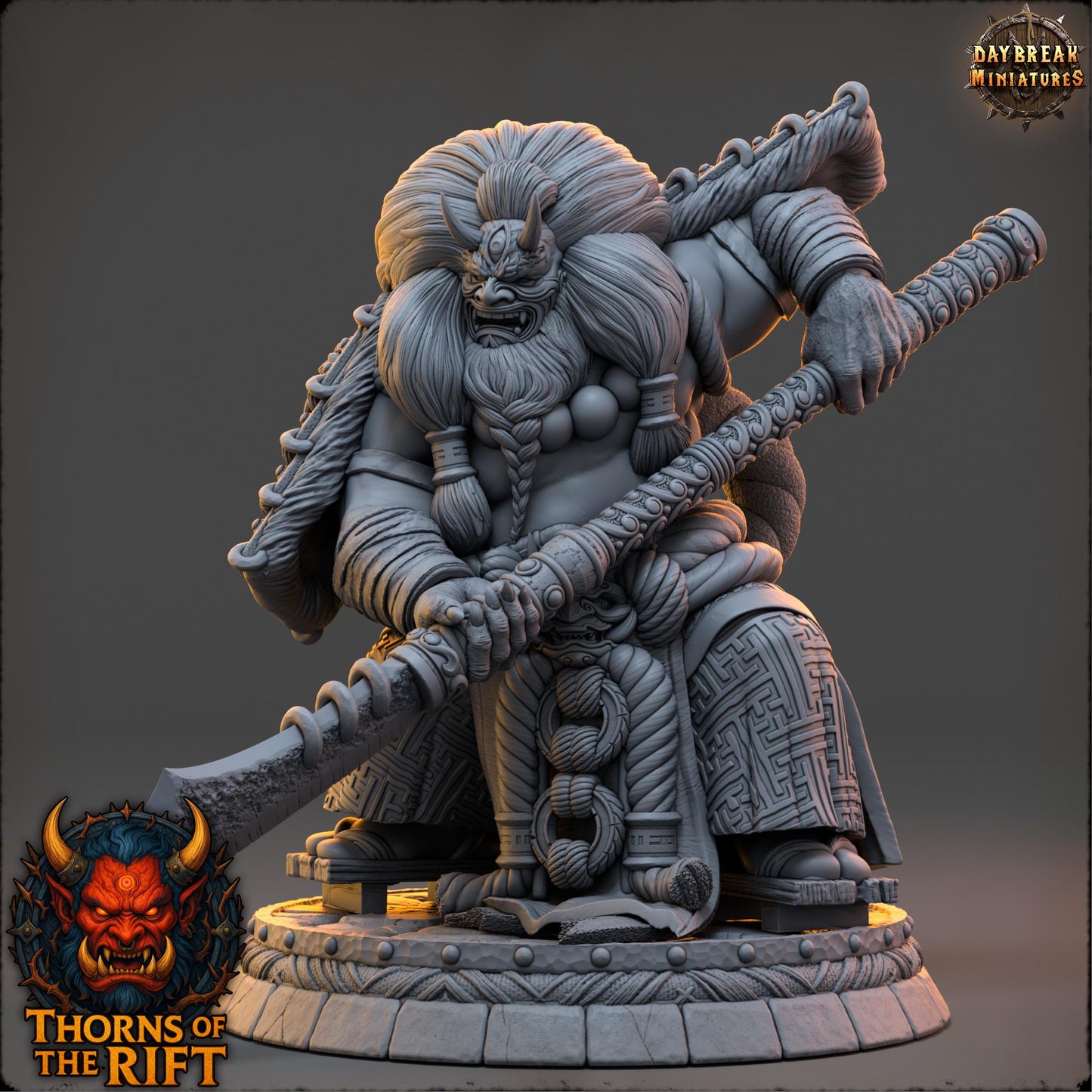 Oni Miniature 01 - Thorns of the Rift - 32mm Scale - Unpainted Miniature for DnD, Pathfinder, Tabletop RPGs - Daybreak