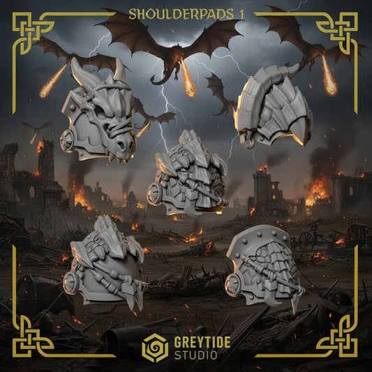 Unpainted 3d Printed Shoulder pads #1 x10 by Greytide Studio