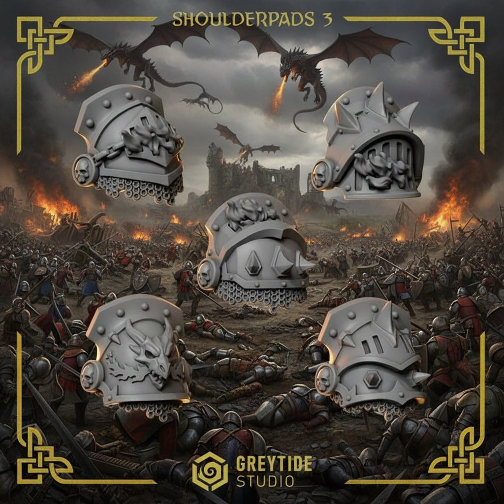 Unpainted 3d Printed Shoulder pads #3 x10 by Greytide Studio