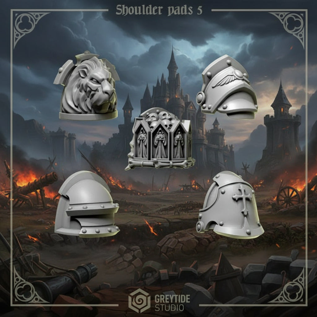 Unpainted 3d Printed Shoulder pads #5 x10 by Greytide Studio