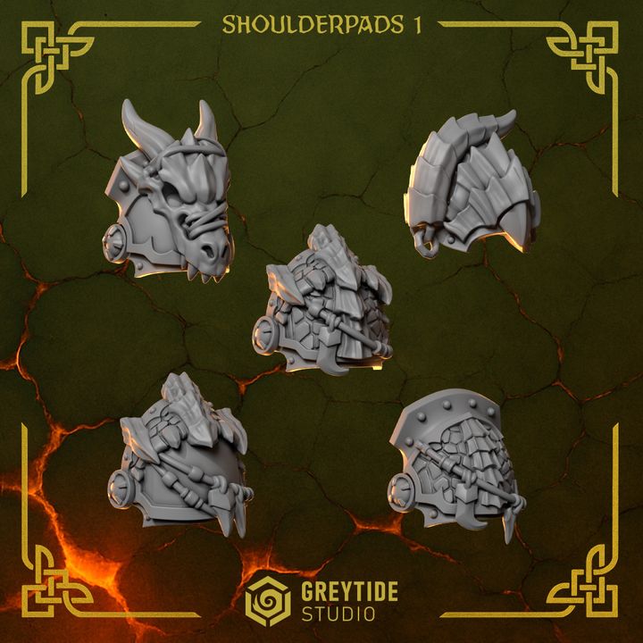 Unpainted 3d Printed Shoulder pads #1 x10 by Greytide Studio
