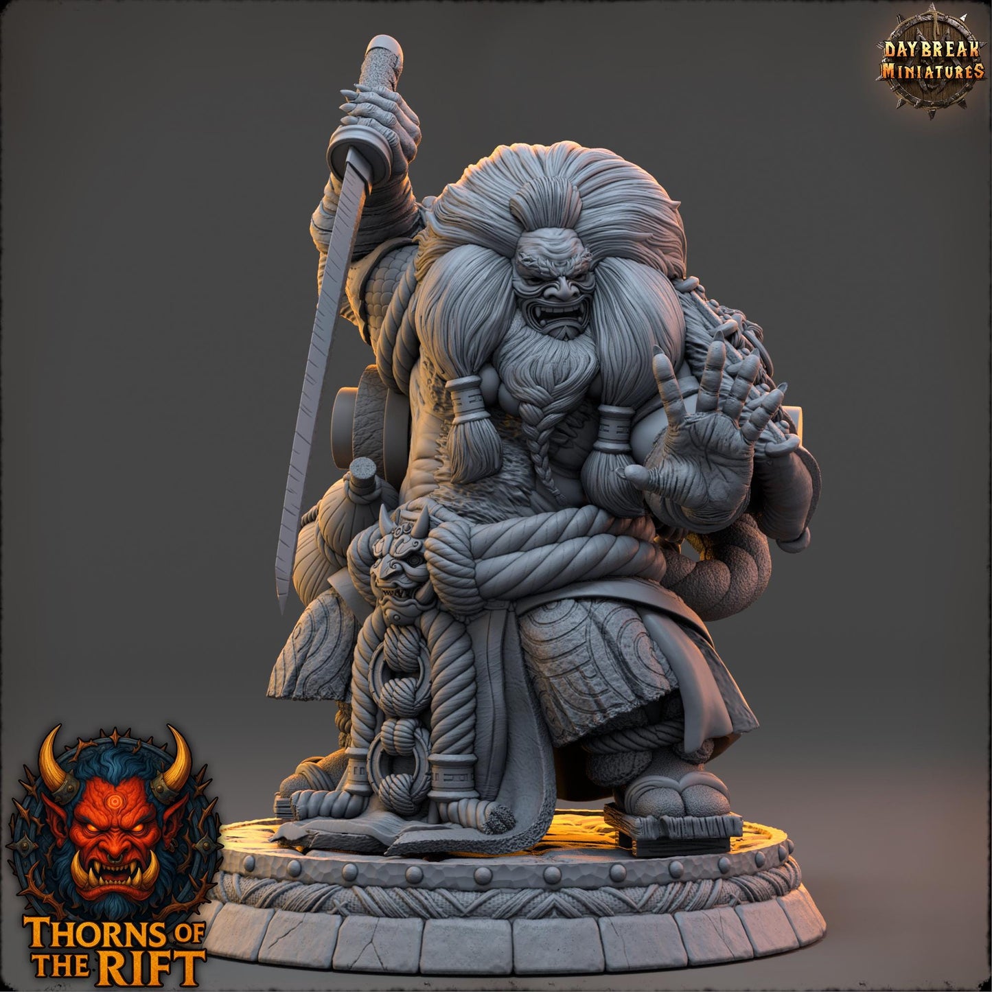 Oni Miniature 01 - Thorns of the Rift - 32mm Scale - Unpainted Miniature for DnD, Pathfinder, Tabletop RPGs - Daybreak