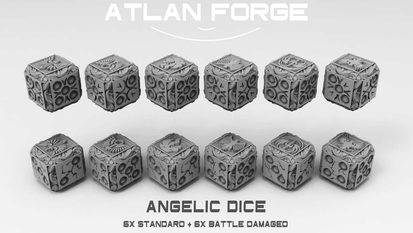 Angelic Dice Sets (Regular and Battle-Damaged) by Atlan Forge