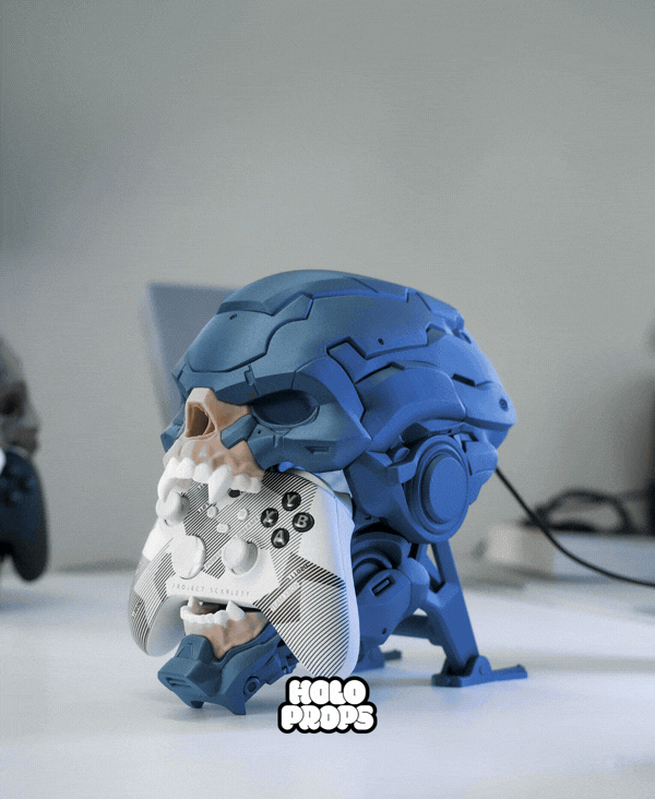 3D Printed Cyber Skull Controller Stand | Gaming Desk Organizer