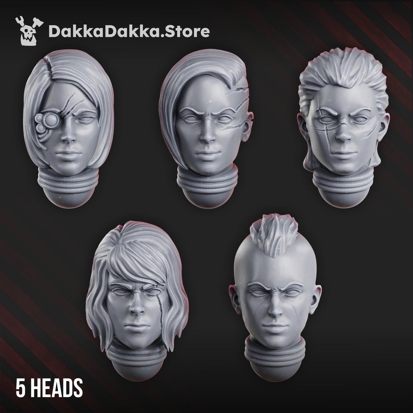 War Sisters Head Bits "Ebony Grail" Set x5
