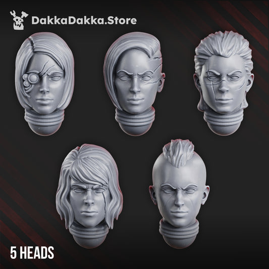 War Sisters Head Bits "Ebony Grail" Set x5