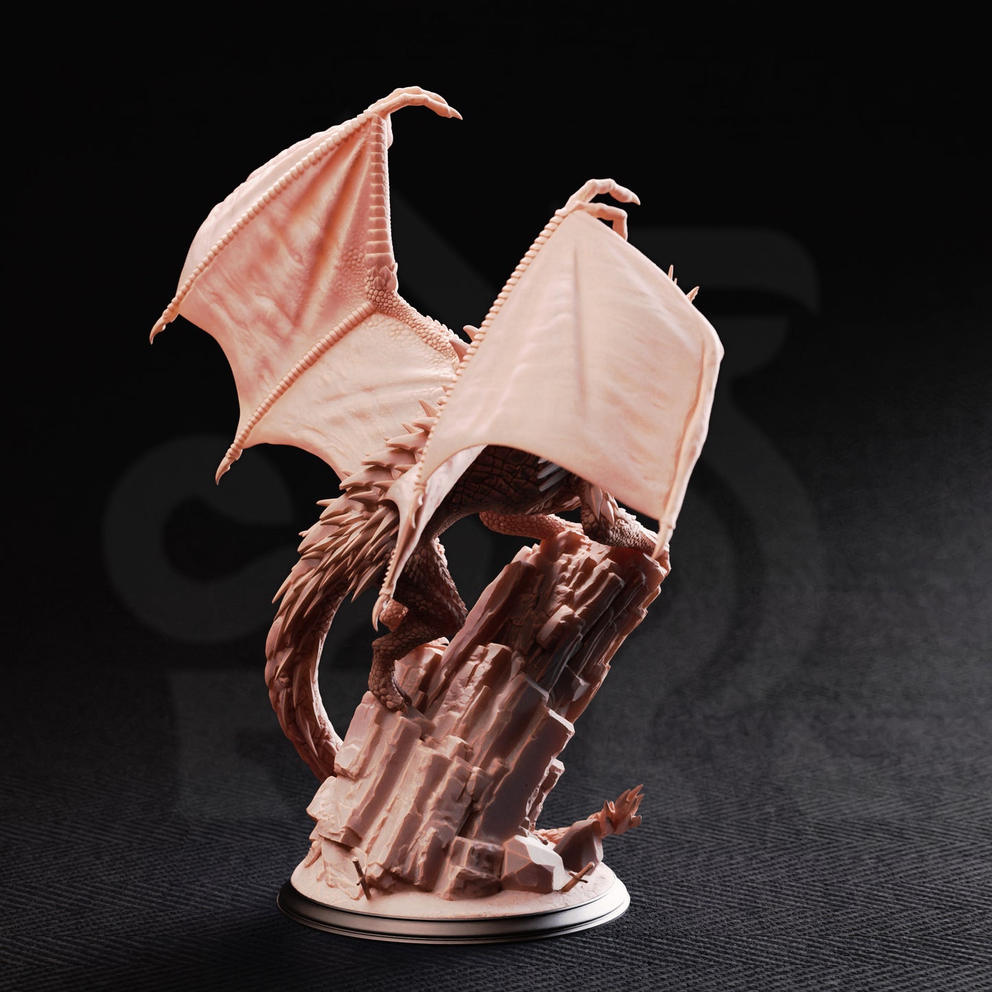 Adult Silver Dragon - Gintharax [Huge Sized Model - 75mm Base]
