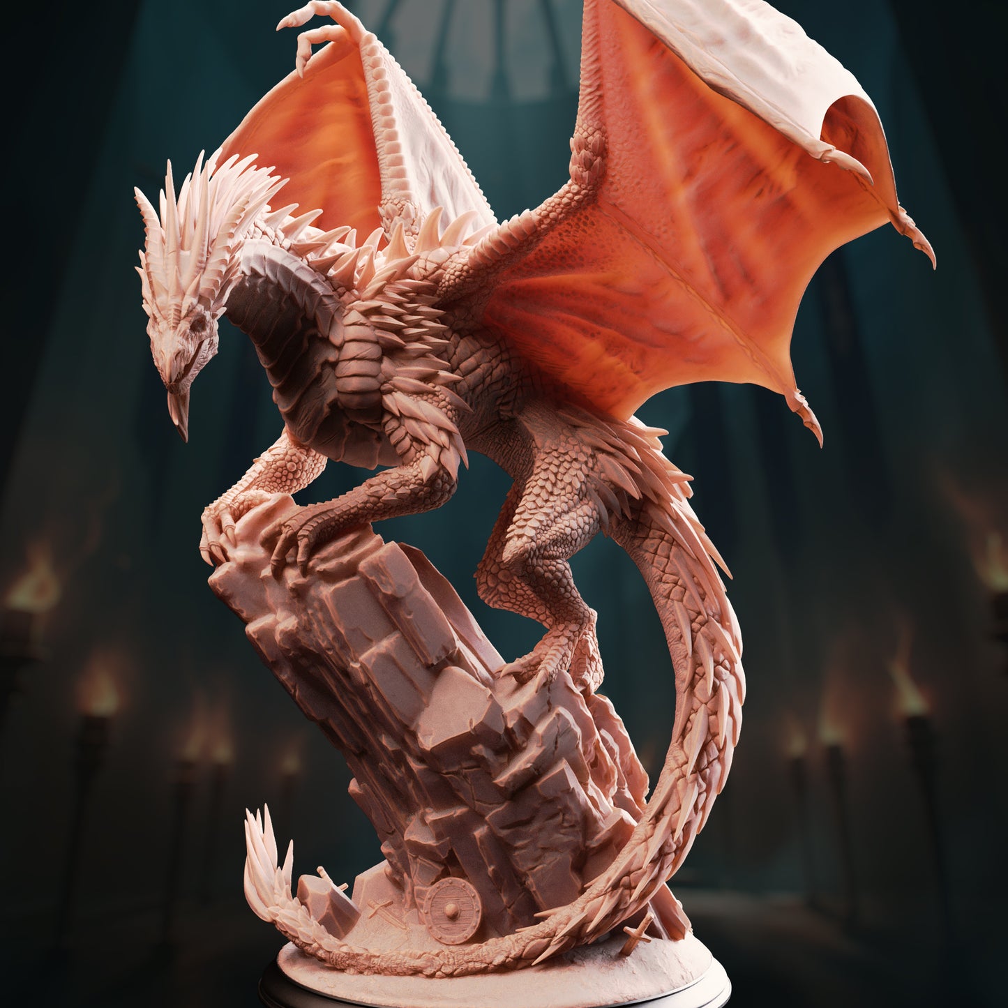 Adult Silver Dragon - Gintharax [Huge Sized Model - 75mm Base]
