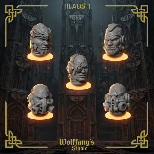 Heads #1 | Set of 5 Pieces | GreyTide Studio | 14K Prints