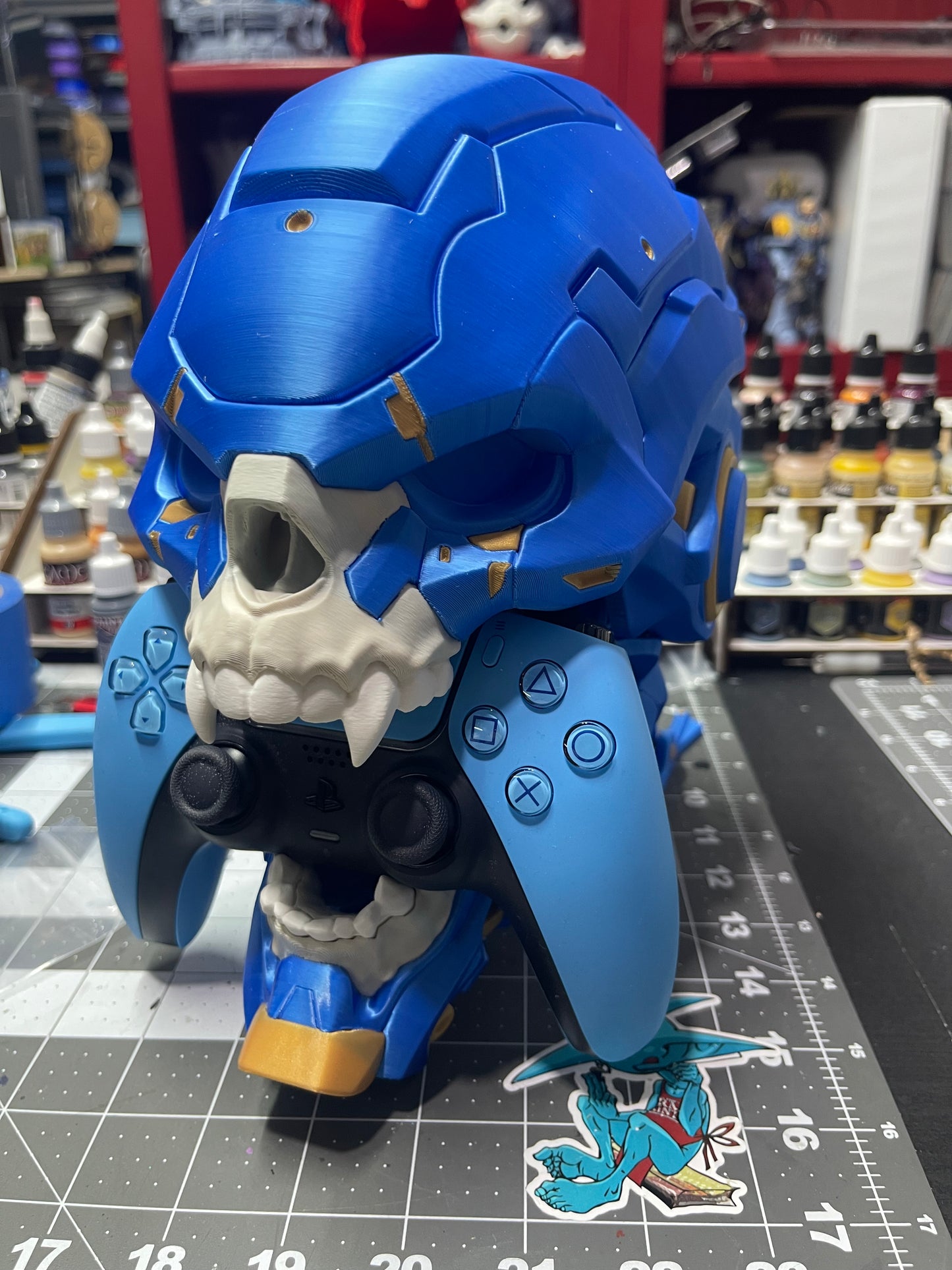 3D Printed Cyber Skull Controller Stand | Gaming Desk Organizer