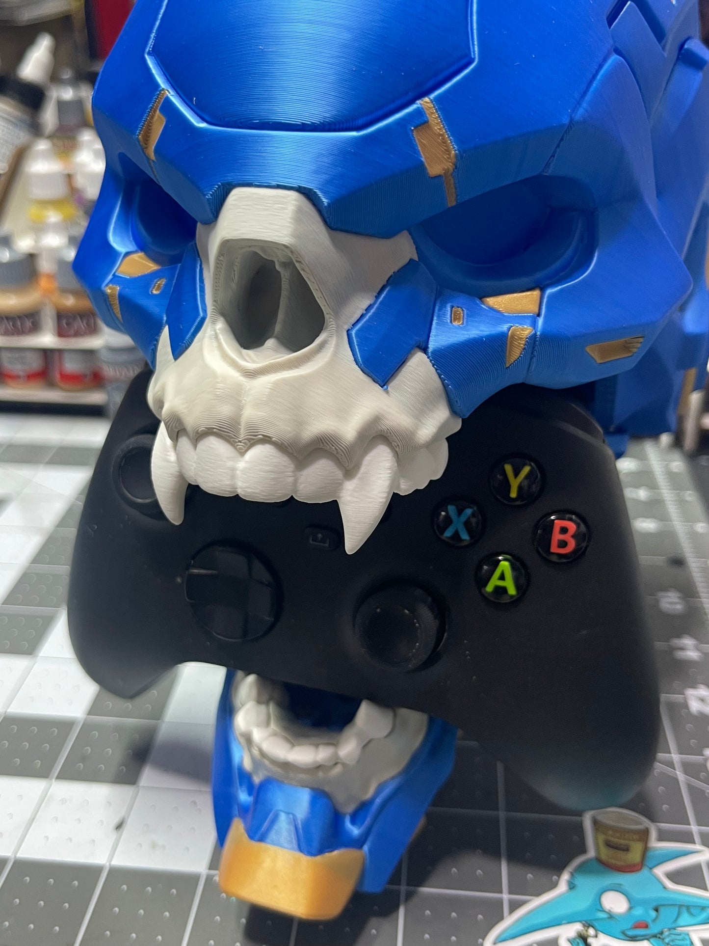 3D Printed Cyber Skull Controller Stand | Gaming Desk Organizer