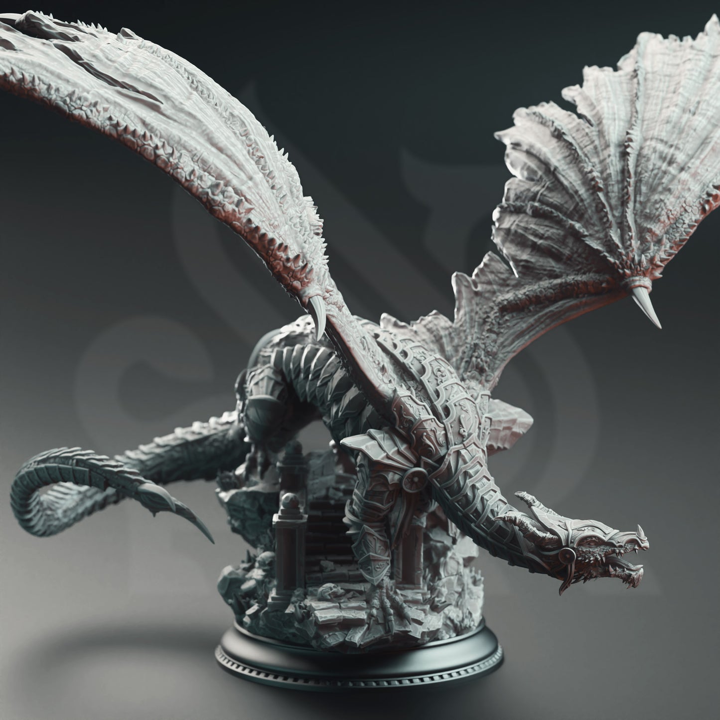 Armoured Dragon - Kuriazor the Dark Scaled [Huge Sized Model - 76.2mm Base]