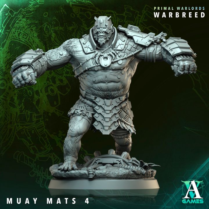 Warrior figurine with detailed armor on a green and black background, featuring the brand 'A Games'.