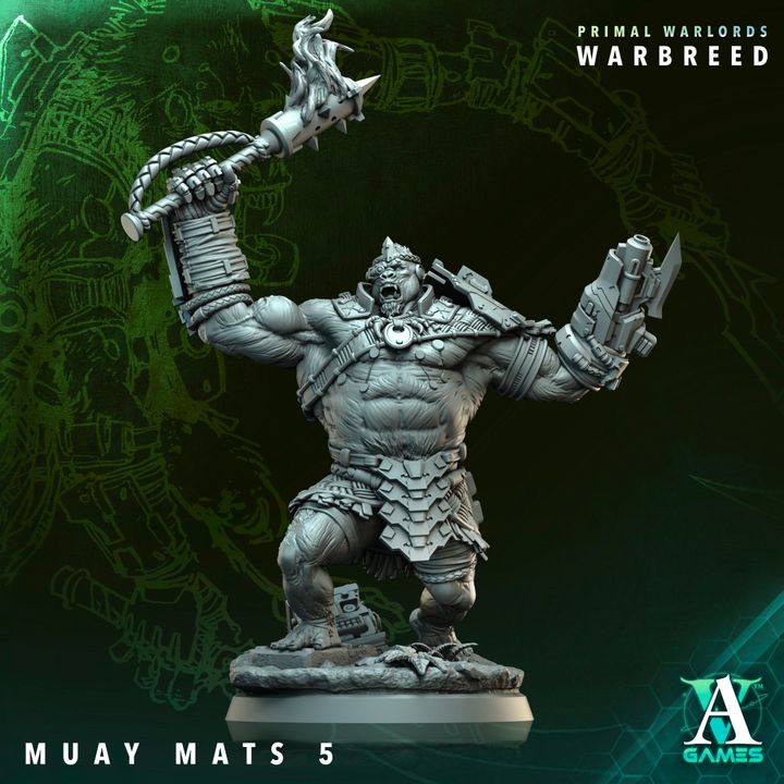 Warhammer figurine with a weapon on a dark green background