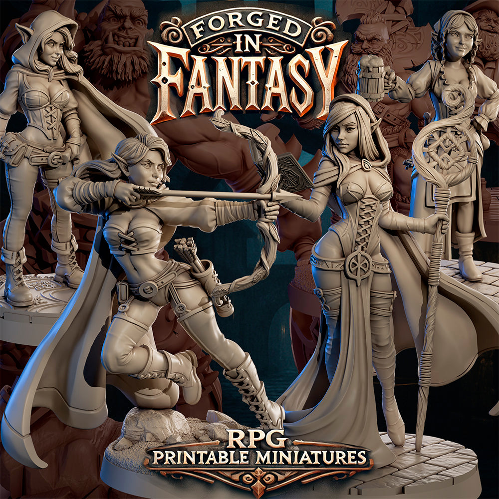 Fantasy Resin Miniature Figure – Forged in Fantasy (6 Variations) | 28mm 32mm 36mm 75mm | Tabletop RPG Mini | Claudia’s Gallery