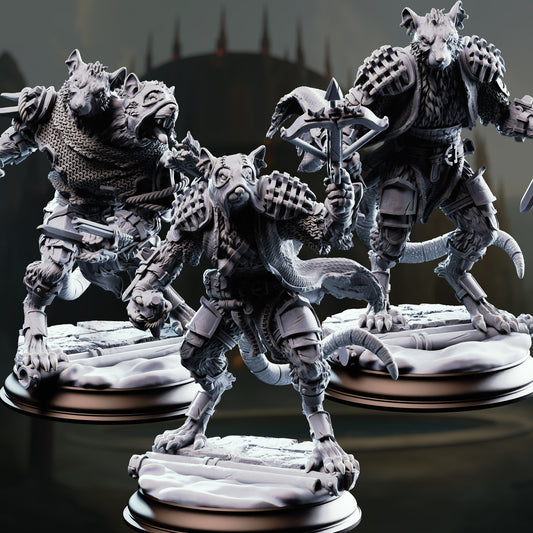 3 Ratfolk Vermin Grunts - Scabbers 32mm