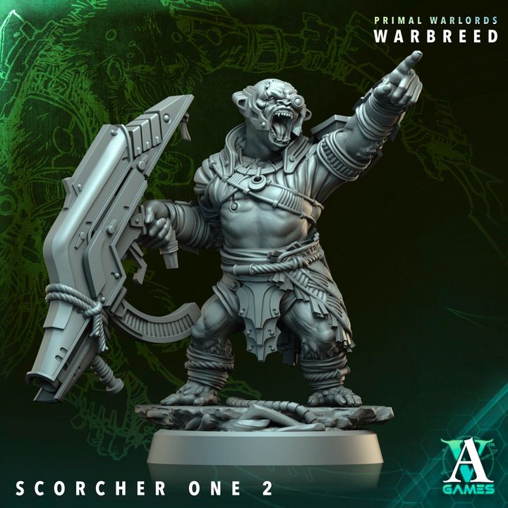 Warhammer figurine with a weapon on a dark green background