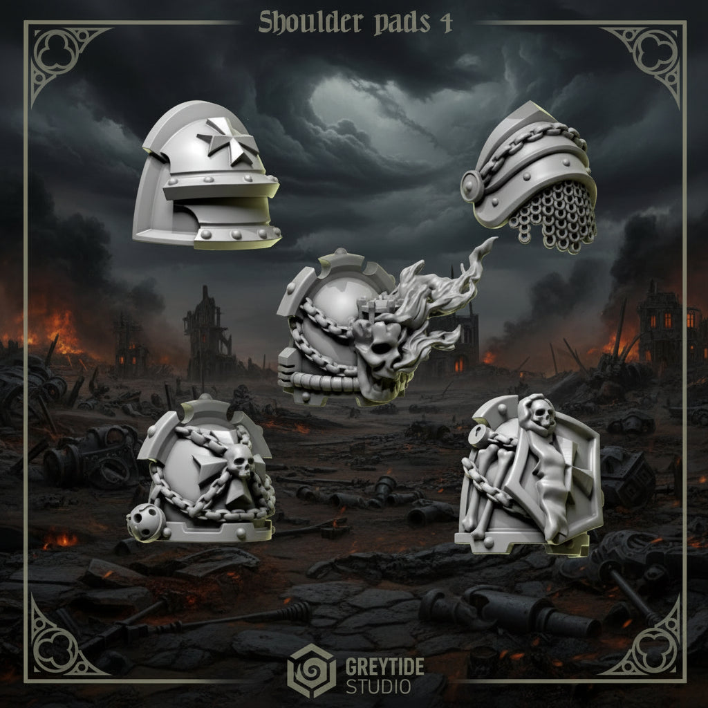 Unpainted 3d Printed Shoulder pads #4 x10 by Greytide Studio