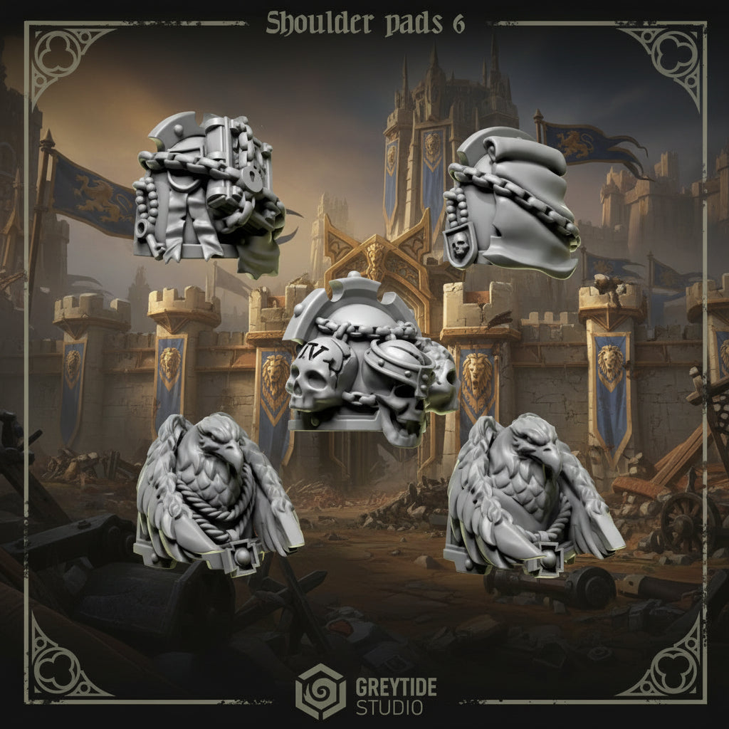 Unpainted 3d Printed Shoulder pads #6 x10 by Greytide Studio