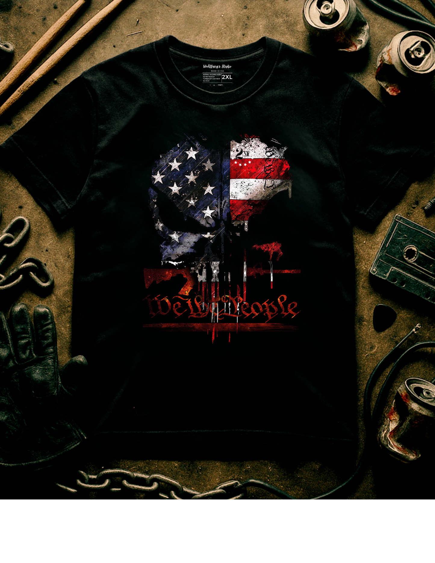 1776 Skull American Flag Shirt • Patriotic USA T-Shirt • Freedom Graphic Tee • Vintage Distressed Skull Tee